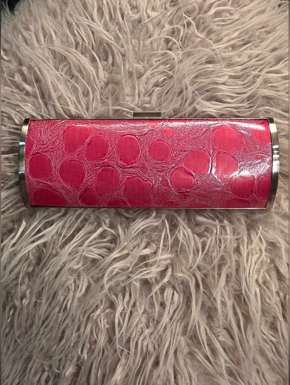 Faux Croc Patent Hard-Shell Evening Clutch